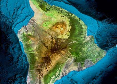 Satellite photo of the island of Hawaii