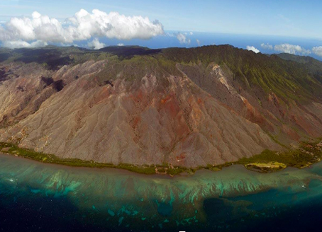 An island meeting the ocean